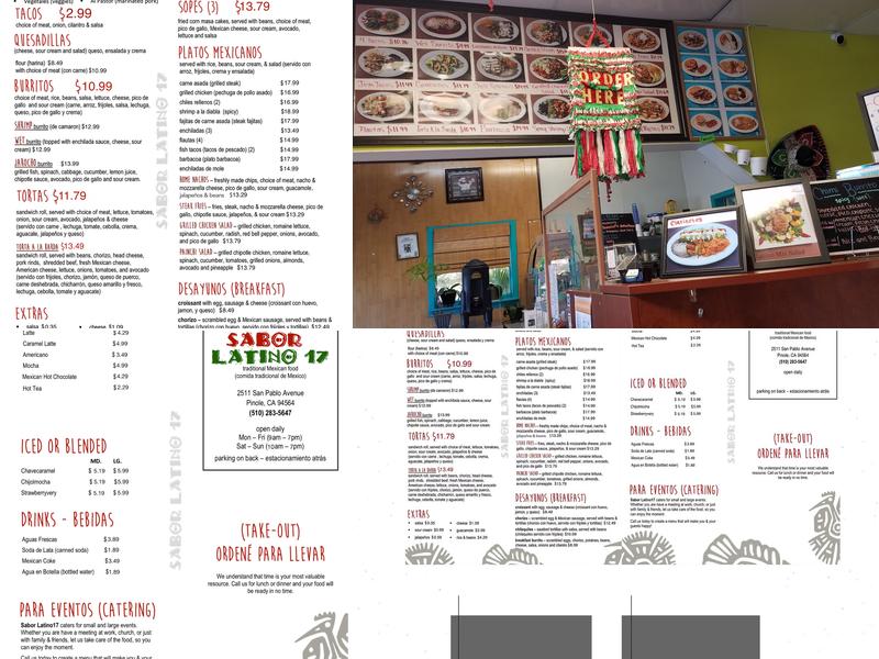 Sabor Latino 17 Menu