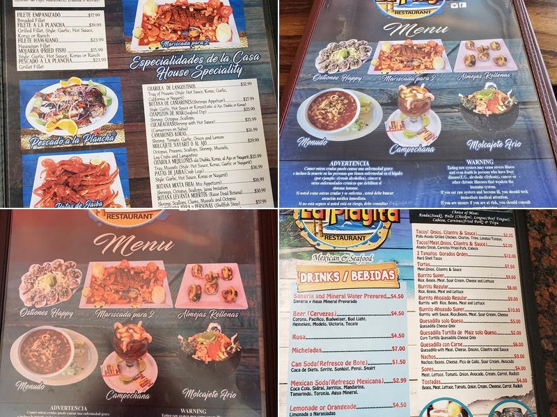 Mariscos La Playita Inc Menu