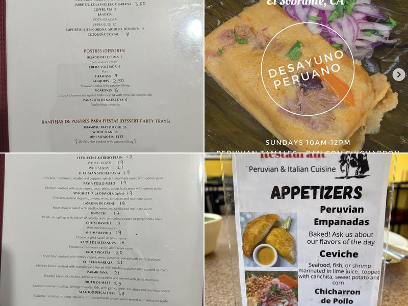 El Chalan Restaurant Menu