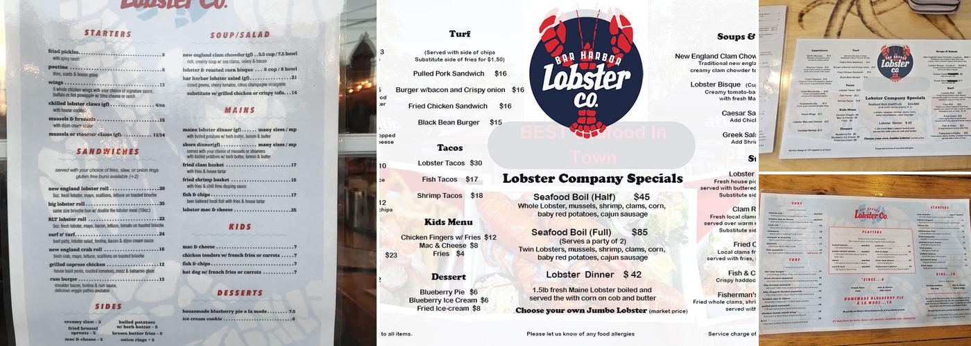 Bar Harbor Lobster Co. Menu