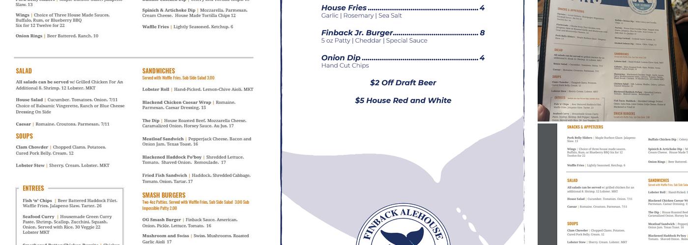 Finback Alehouse Menu
