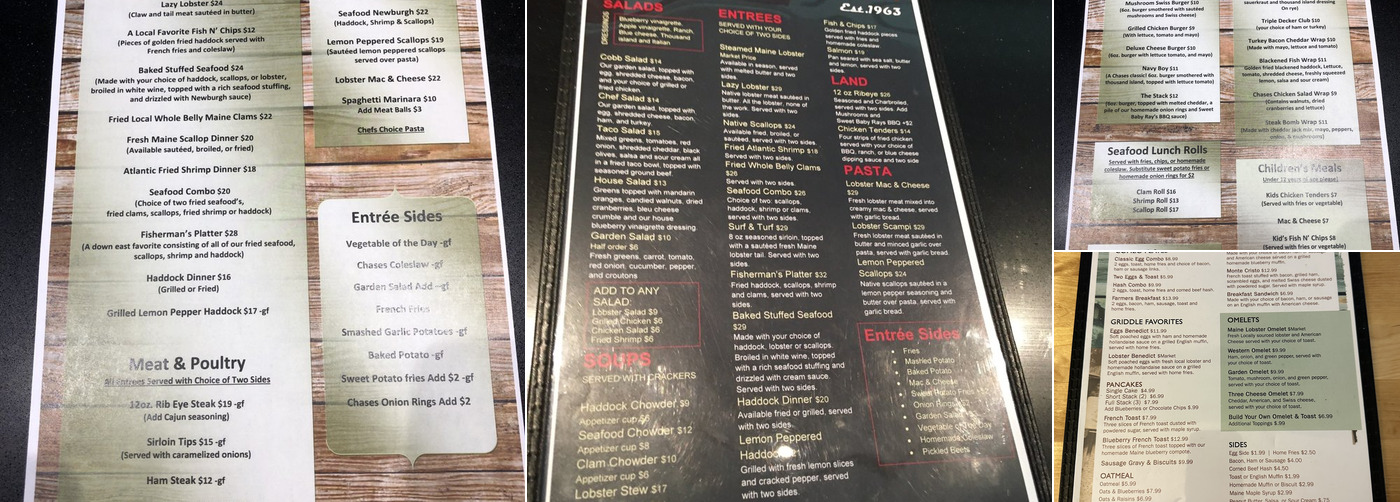 Chase's Restaurant, Winter Harbor Menu, Reviews (235), Photos (64