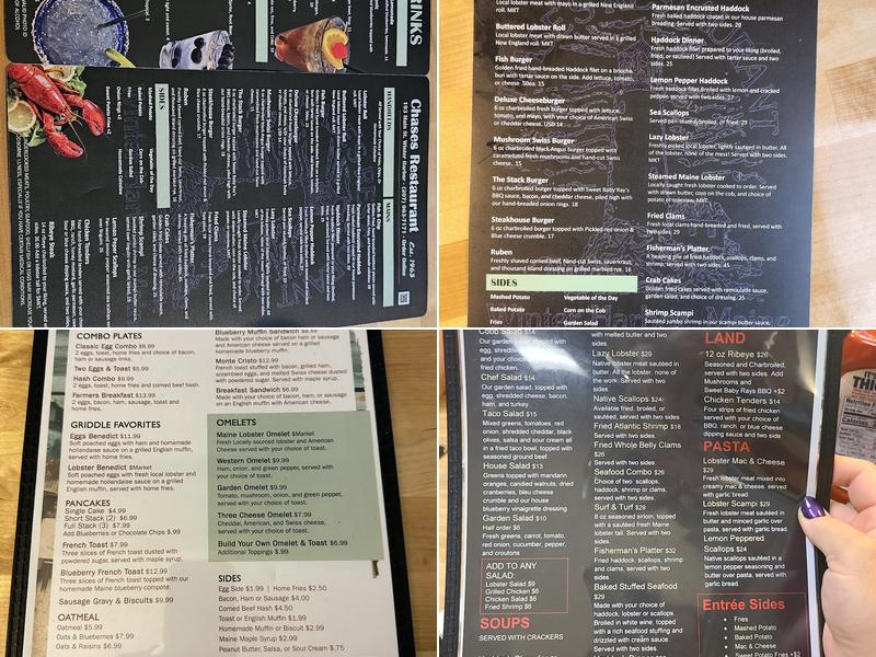 Chase's Restaurant Menu