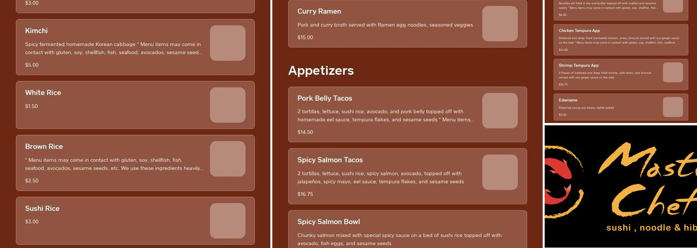 Master Chef Menu
