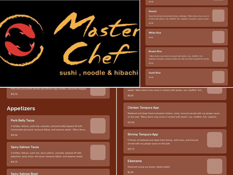 Master Chef Menu