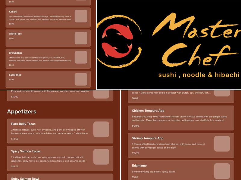 Master Chef Menu