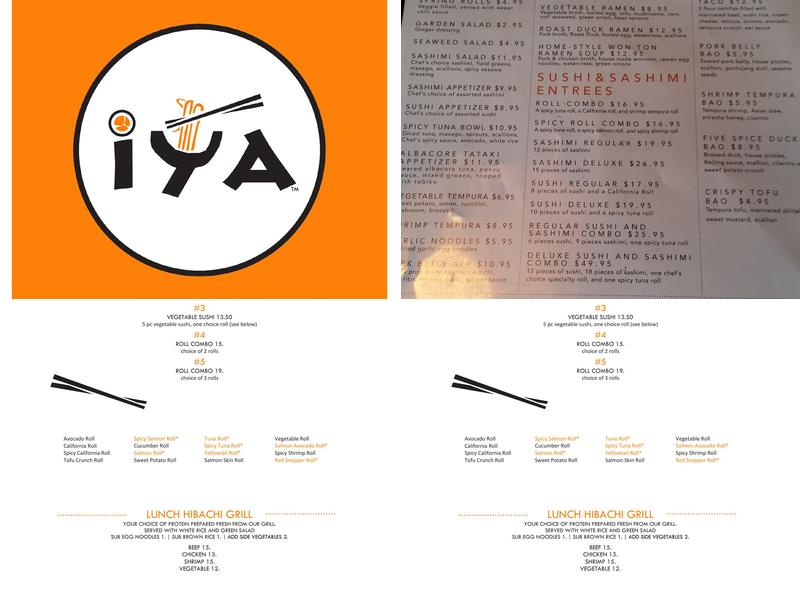 Iya Sushi and Noodle Kitchen - South Hadley Menu
