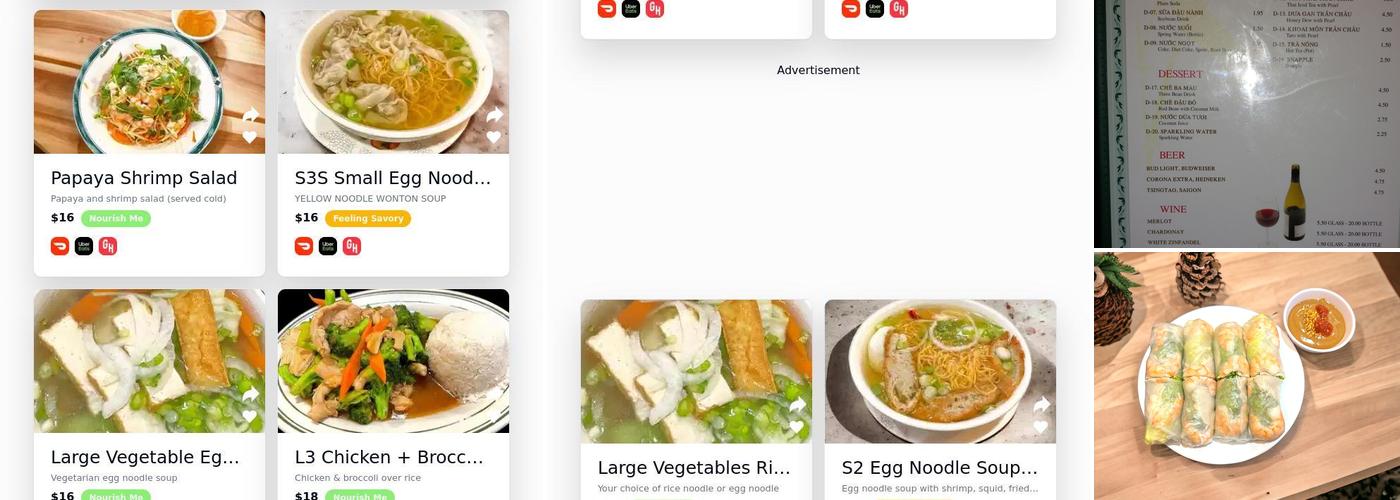 Phở Vi Hoa Menu