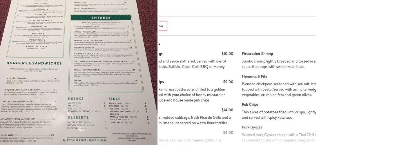 Harper's Restaurant Menu