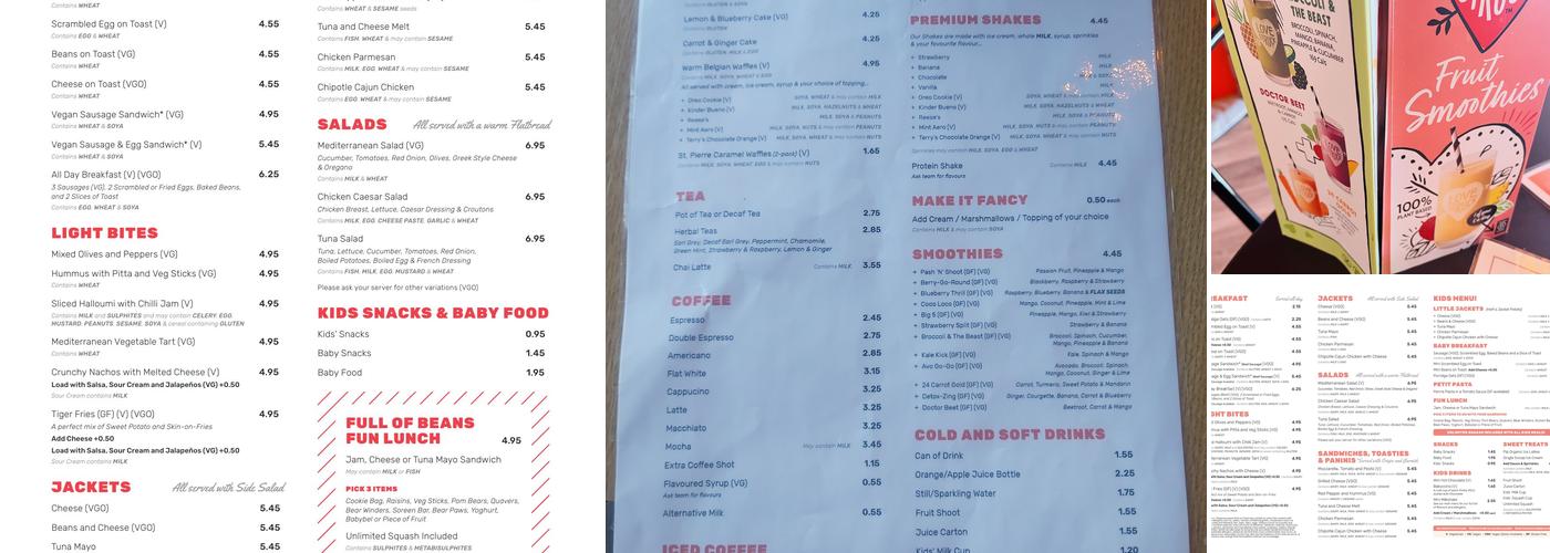 Full of Beans Bourne Menu