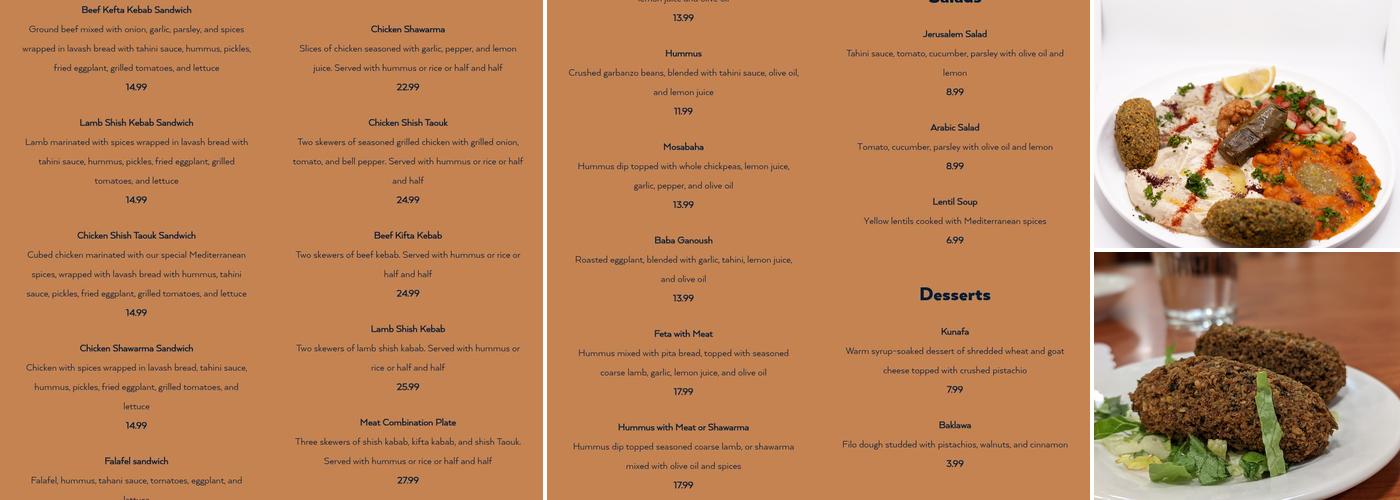 Old Jerusalem Restaurant Menu