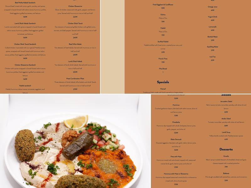 Old Jerusalem Restaurant Menu