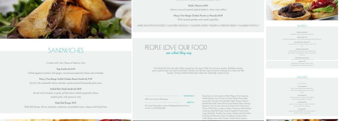 Trapeze Restaurant Menu