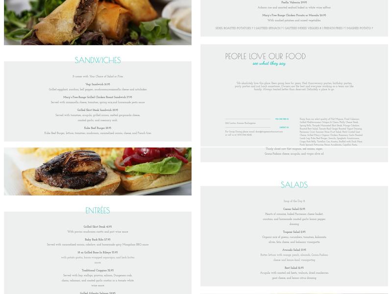Trapeze Restaurant Menu