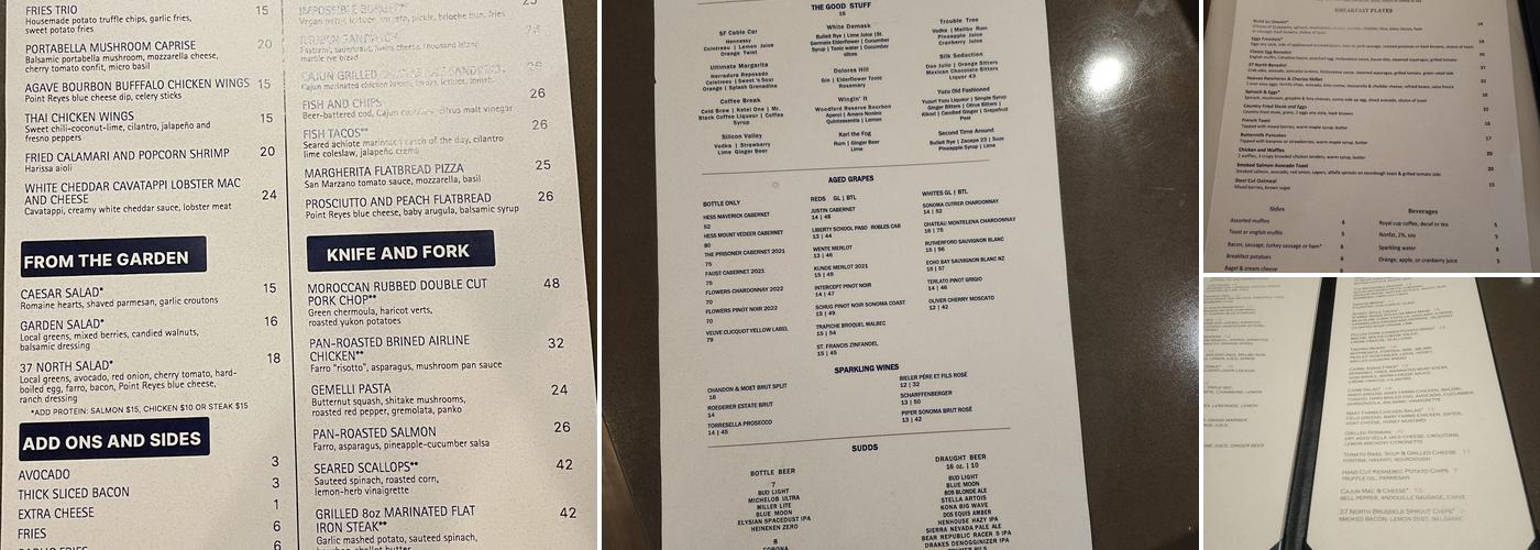 37 North Menu