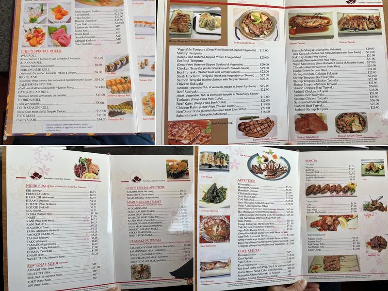 Tomokazu Japanese Cuisine Menu