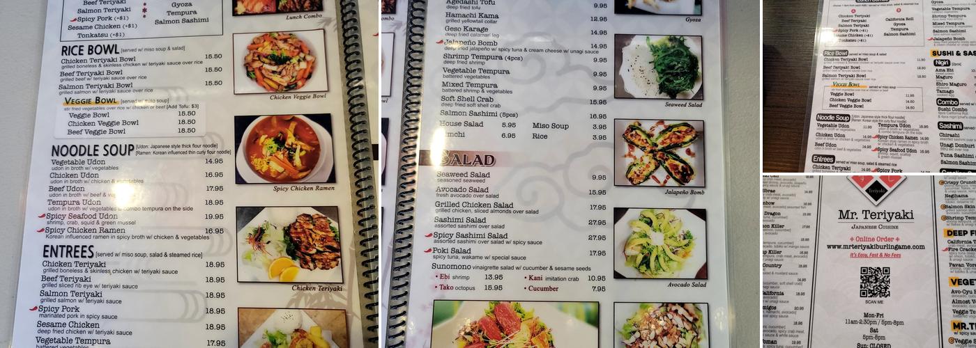 Mr Teriyaki Sushi Menu