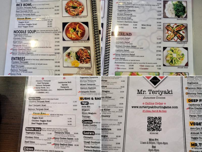 Mr Teriyaki Sushi Menu