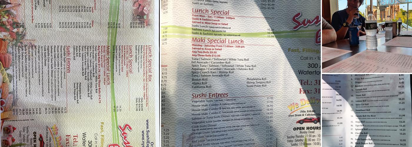 Sushi Express of Watertown Menu
