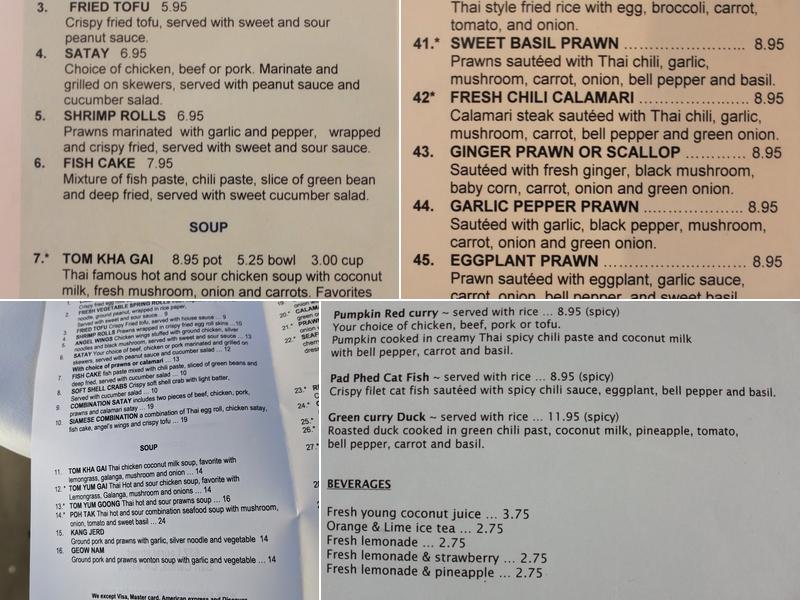 Siamese Kitchen Menu