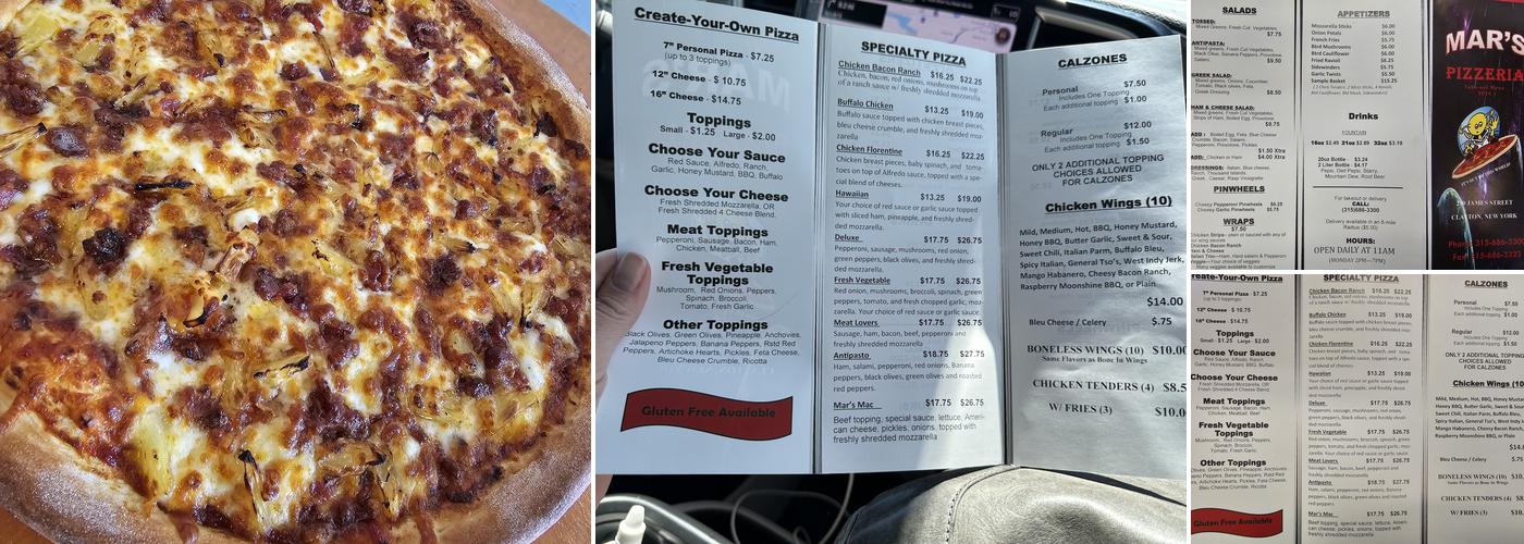 Mar's Pizza Parlor Menu