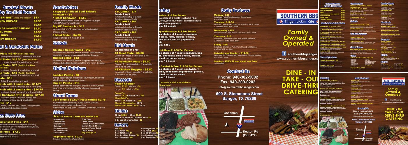 Southern BBQ Menu