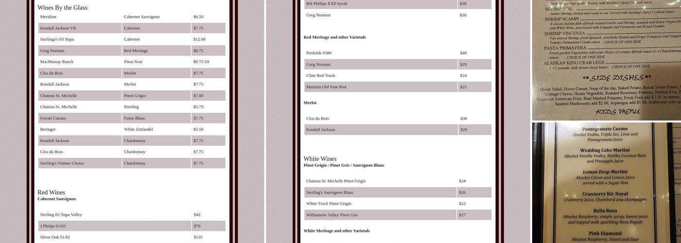 Sterlings Grille Menu