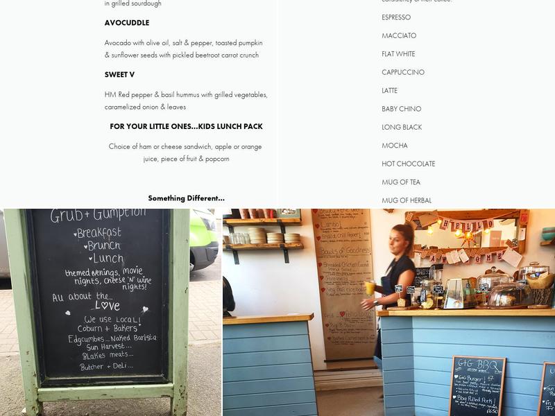 Grub & Gumption Menu