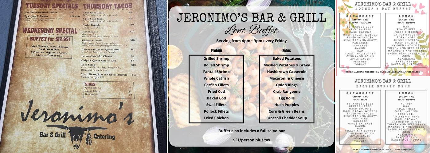 Jeronimo's Bar & Grill Menu