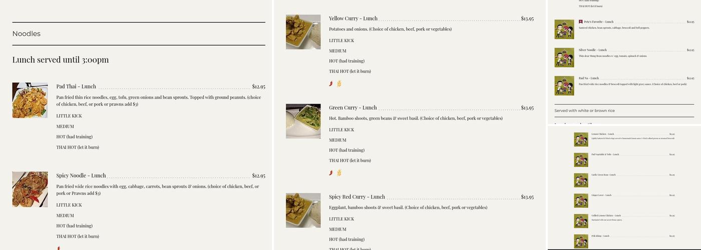 Sukhothai Cuisine Menu