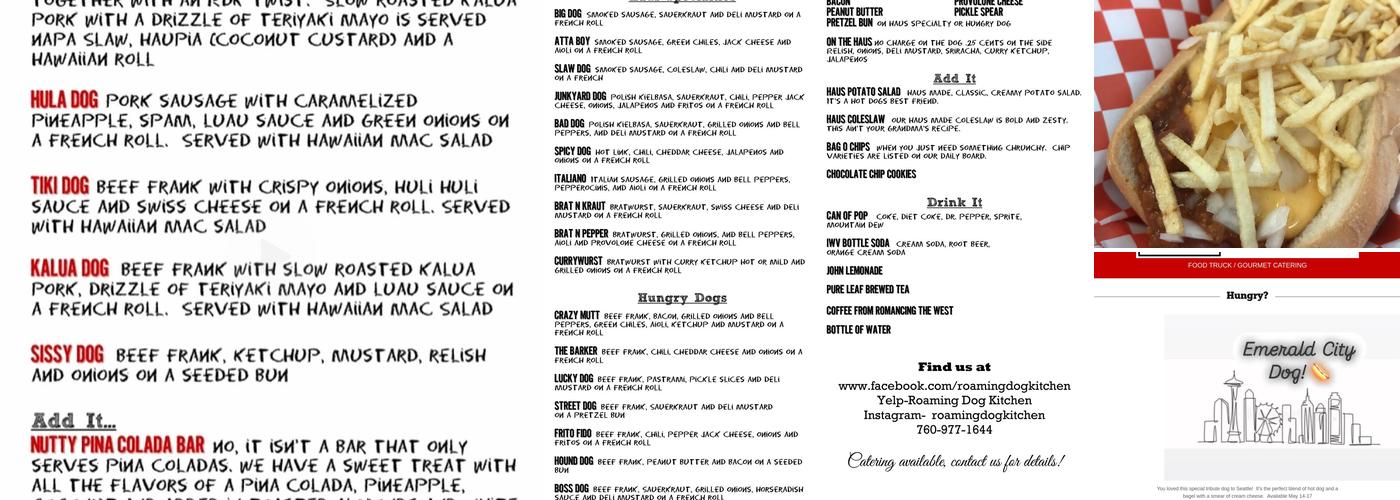 Roaming Dog Kitchen Menu