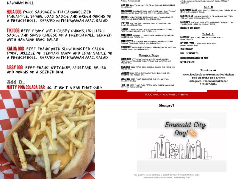 Roaming Dog Kitchen Menu
