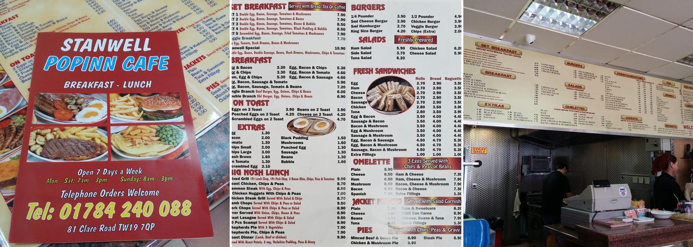 Stanwell Popinn Cafe Menu
