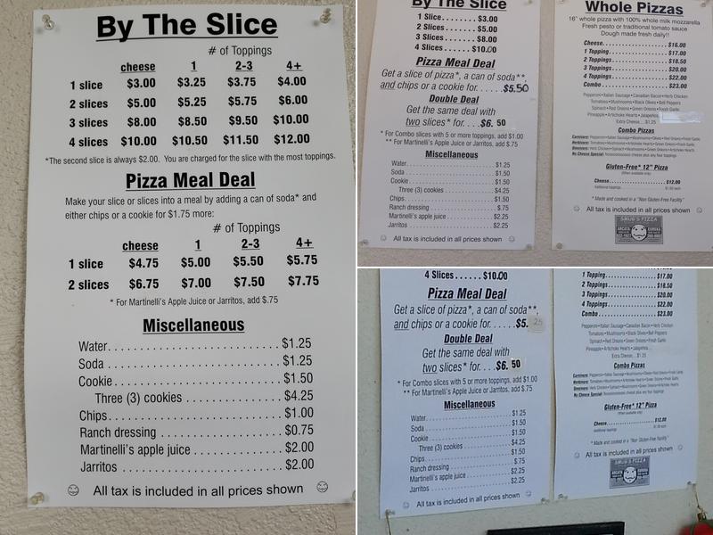 Smug's Pizza Menu