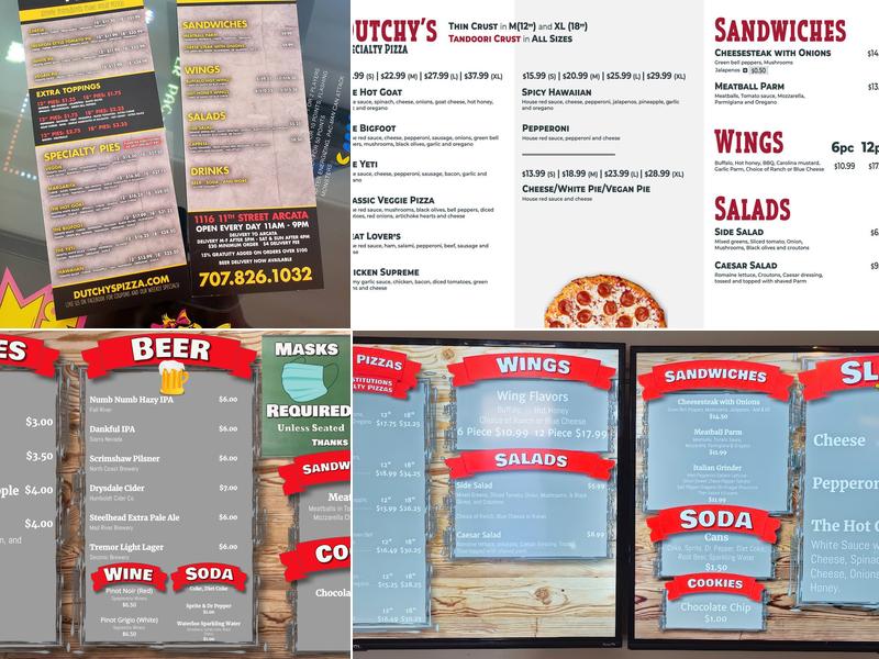 Dutchy's Pizza Menu
