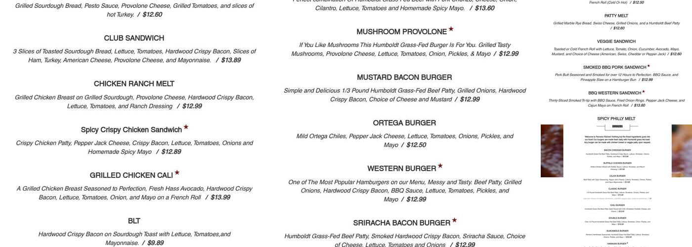 Roman's Kitchen Menu