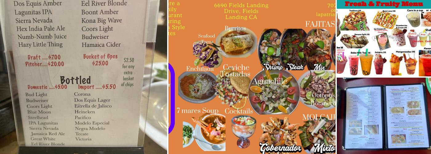 La Patria Mariscos and Grill Menu