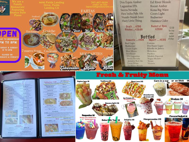 La Patria Mariscos and Grill Menu