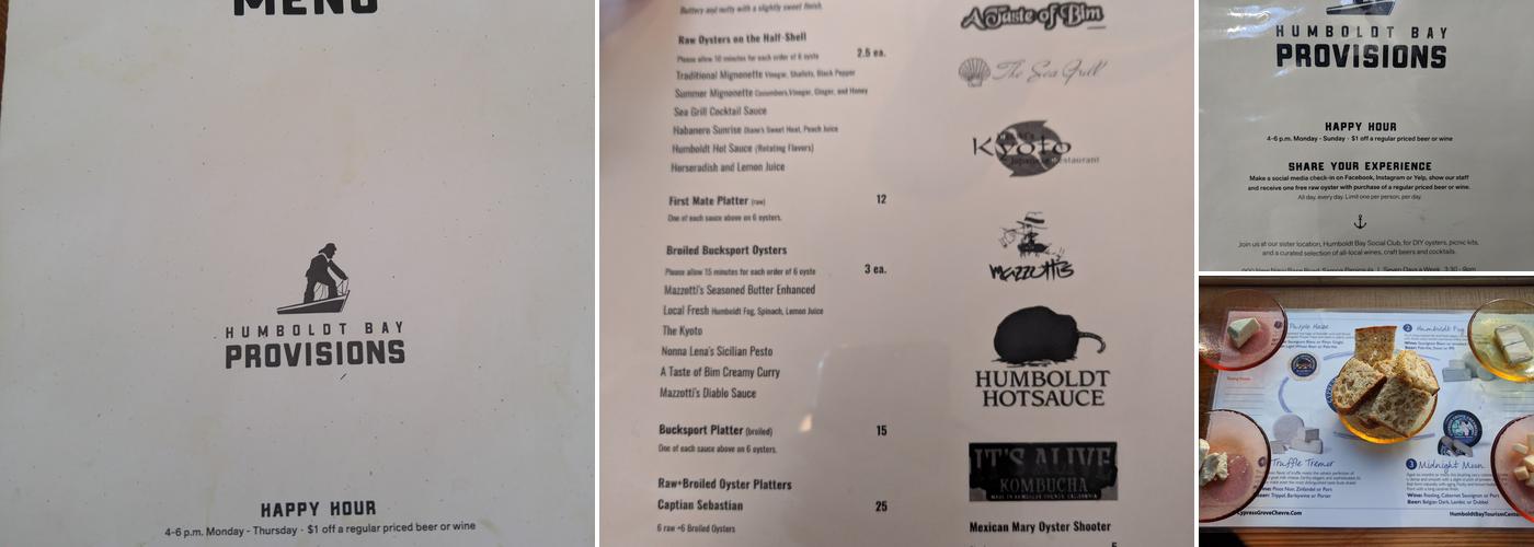 Humboldt Bay Provisions Menu