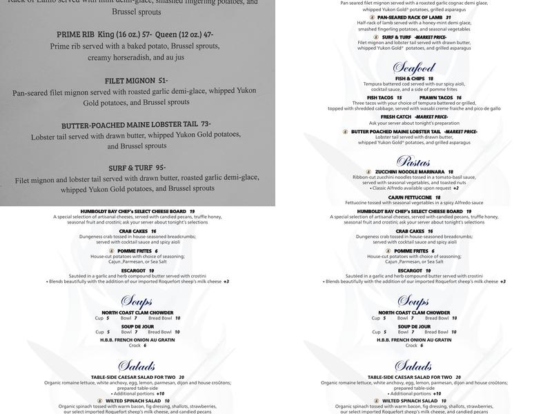 Humboldt Bay Bistro Menu