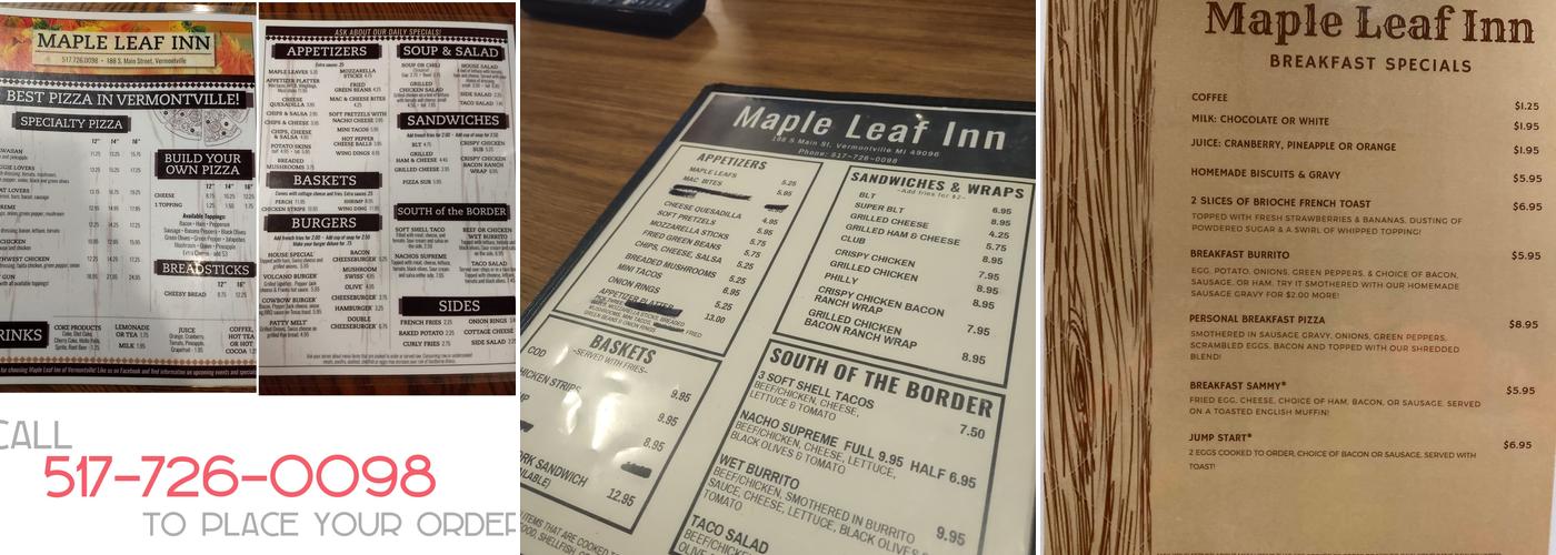 Maple Leaf Inn Menu