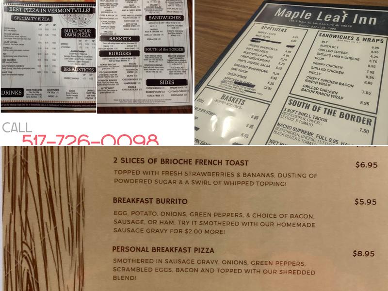 Maple Leaf Inn Menu