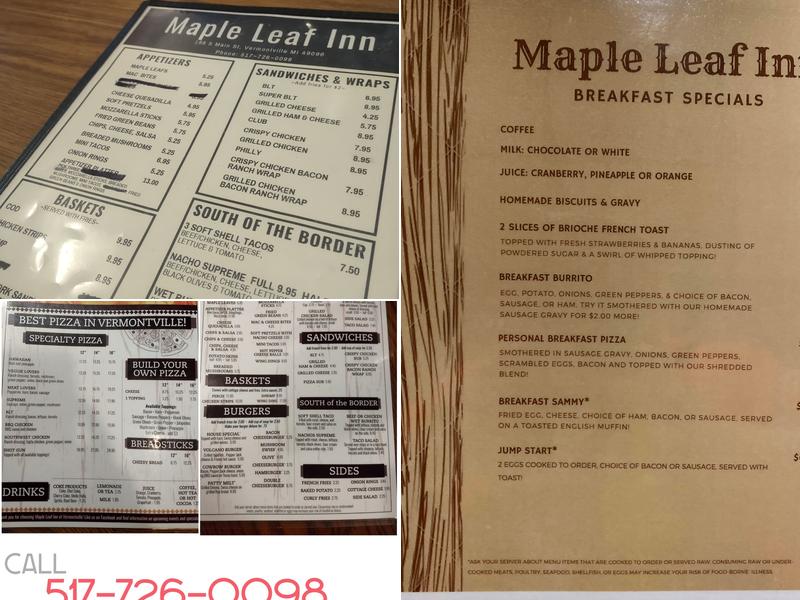 Maple Leaf Inn Menu