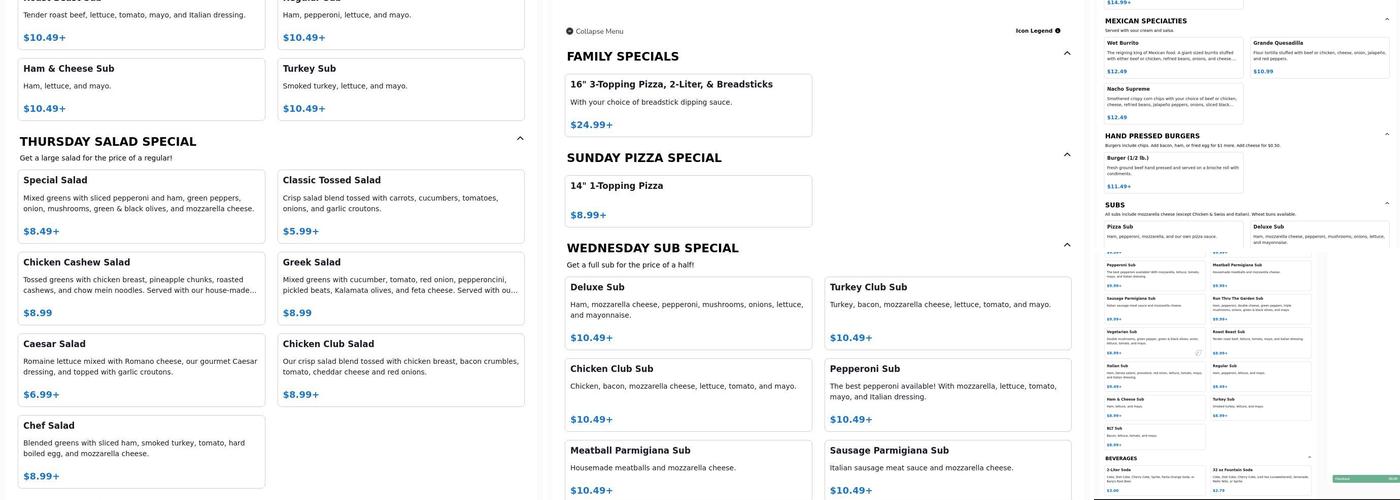 Riedy's Pizza & Tavern Menu