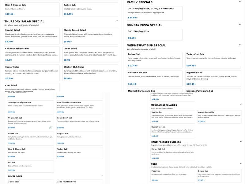 Riedy's Pizza & Tavern Menu