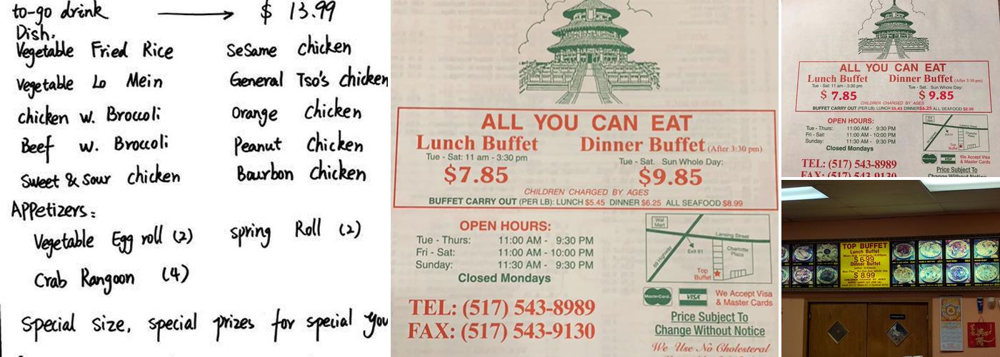 Top Buffet Menu