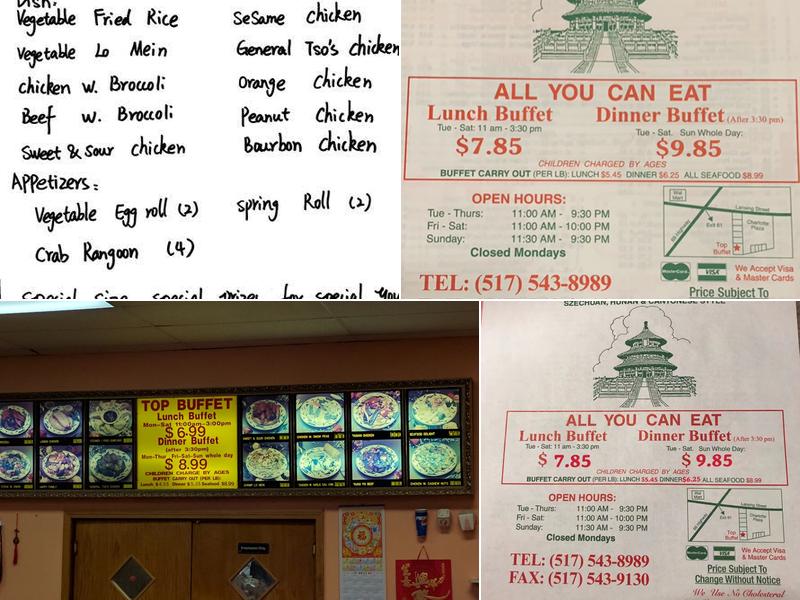 Top Buffet Menu