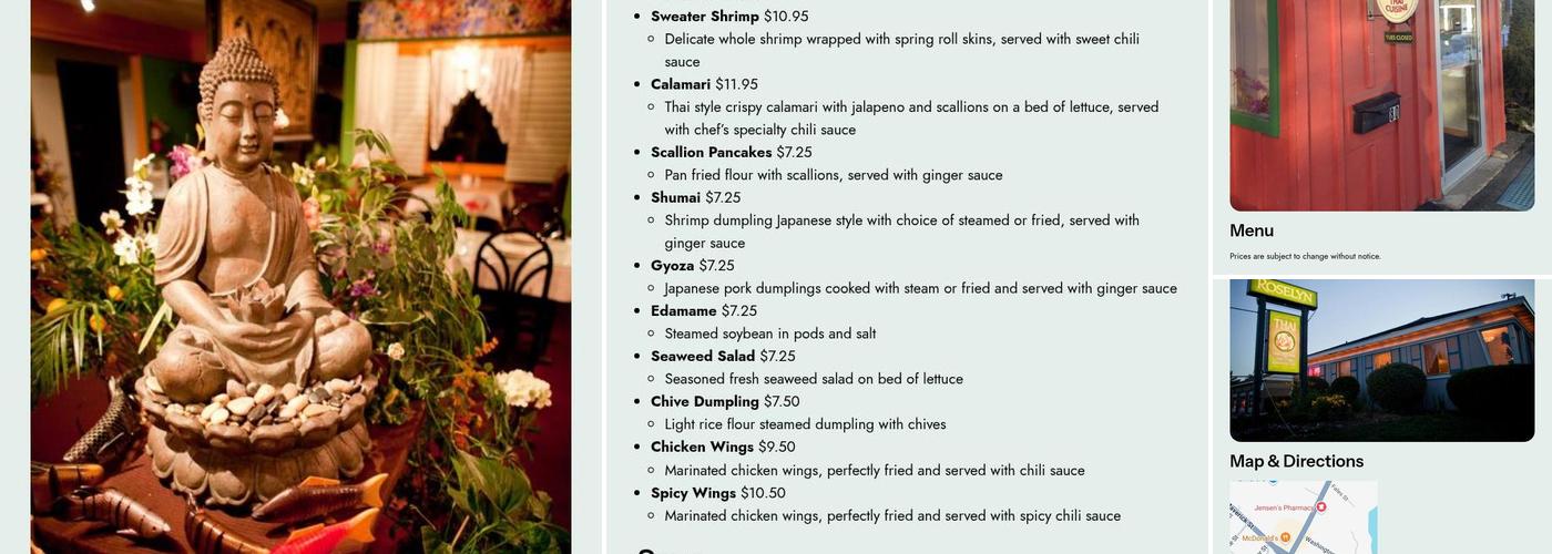 Roselyn Thai Fine Cuisine Menu