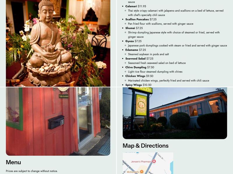 Roselyn Thai Fine Cuisine Menu