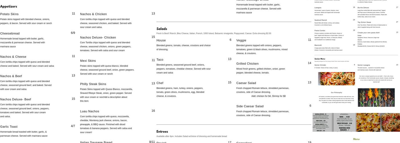 Frankie's Menu